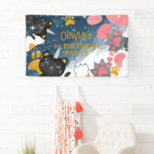 Magische caticorn verjaardagsbanner spandoek (Insitu)