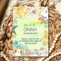 Magische caticorn verjaardagsuitnodigingskaart