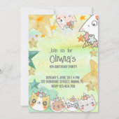 Magische caticorn verjaardagsuitnodigingskaart kaart (Voorkant)