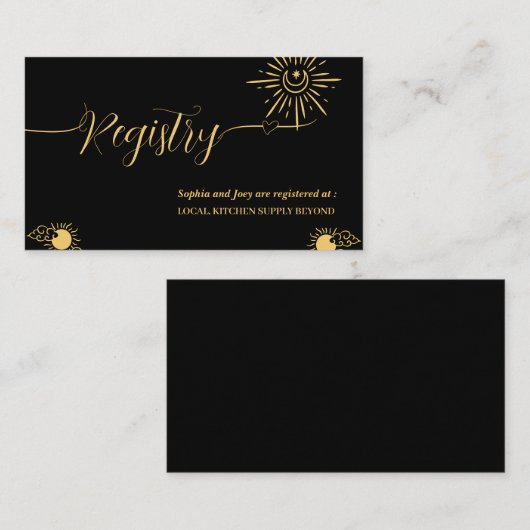 Magische Celestial Wedding Shower Gift Registry Informatiekaartje (Voorkant / Achterkant)