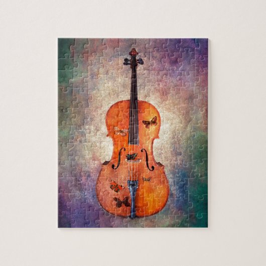 Magische cello met vlinders legpuzzel (Verticaal)