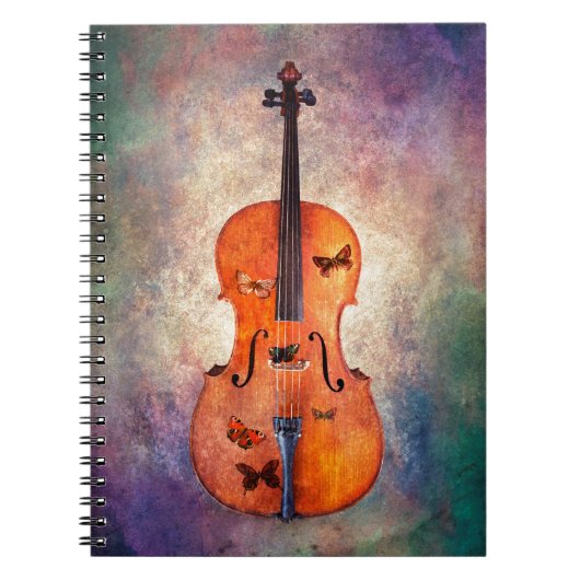 Magische cello met vlinders notitieboek (Voorkant)