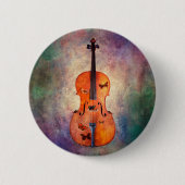 Magische cello met vlinders ronde button 5,7 cm (Voorkant)