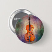 Magische cello met vlinders ronde button 5,7 cm (Voorkant /achterkant)