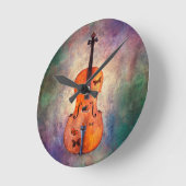Magische cello met vlinders ronde klok (Hoek)