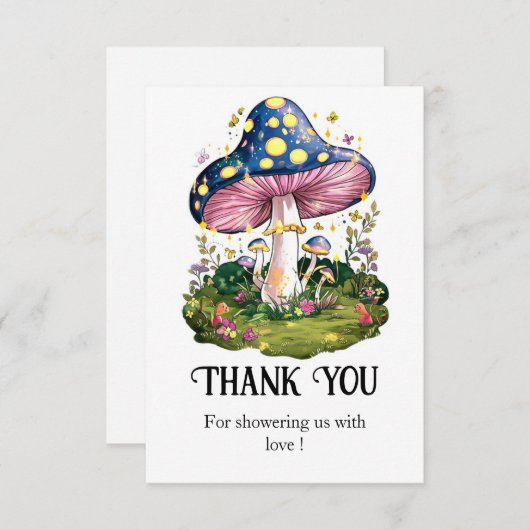 Magische Charming Mushroom Baby shower Bedankkaart (Voorkant / Achterkant)