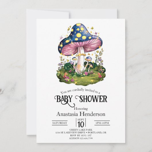 Magische Charming Mushroom Baby shower Kaart (Voorkant)