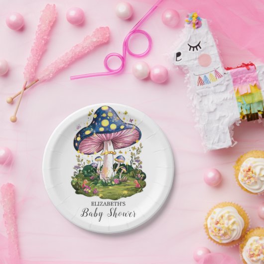 Magische Charming Mushroom Baby shower Papieren Bordje (Feest)