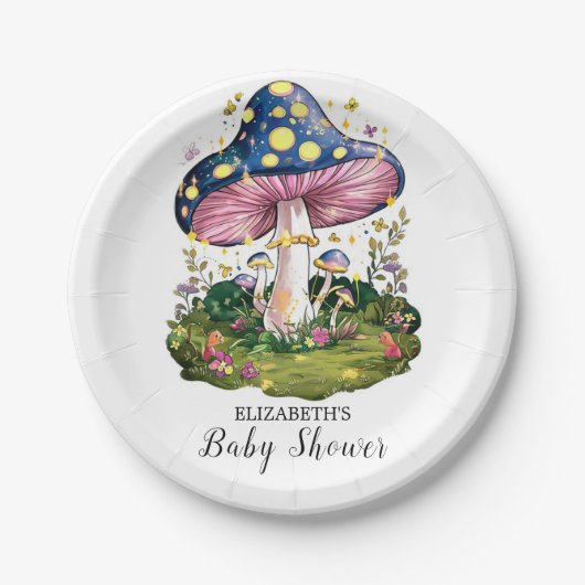 Magische Charming Mushroom Baby shower Papieren Bordje (Voorkant)