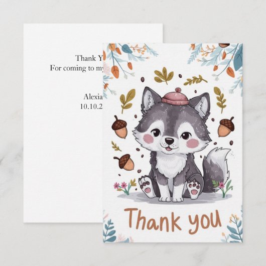 Magische Charming Wolf Bedankkaart (Voorkant / Achterkant)