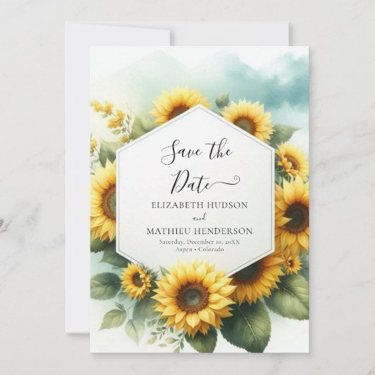 Magische Chic Zonnebloem Huwelijk Save The Date (Voorkant)