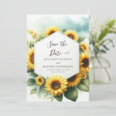 Magische Chic Zonnebloem Huwelijk Save The Date (Staand voorkant)