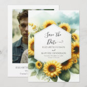 Magische Chic Zonnebloem Huwelijk Save The Date (Voorkant / Achterkant)