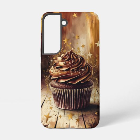 Magische chocolade cupcake met gouden sterren samsung galaxy hoesje (Achterkant)