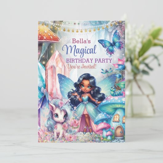 Magische Crystal Fairyland Verjaardagsfeestje Kaart (Staand voorkant)