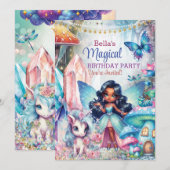 Magische Crystal Fairyland Verjaardagsfeestje Kaart (Voorkant / Achterkant)