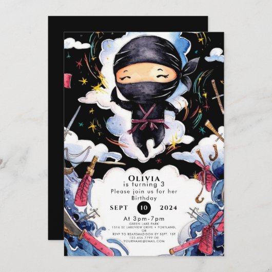 Magische Custom Ninja Verjaardag Kaart (Voorkant / Achterkant)