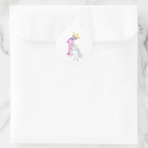 Magische Cute Eenhoorn Verjaardagsfeest Fantasie V Ronde Sticker