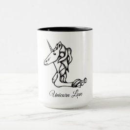 Magische Cute Monogram L Custom Unicorn Love Text Mok