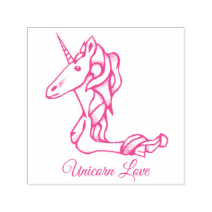 Magische Cute Monogram L Custom Unicorn Love Text Zelfinktende Stempel