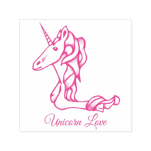 Magische Cute Monogram L Custom Unicorn Love Text Zelfinktende Stempel (Design)