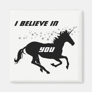 Magische Cute Unicorn Black en White Inspirerend Magneet