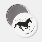 Magische Cute Unicorn Black en White Magnet (Voorkant / Achterkant)