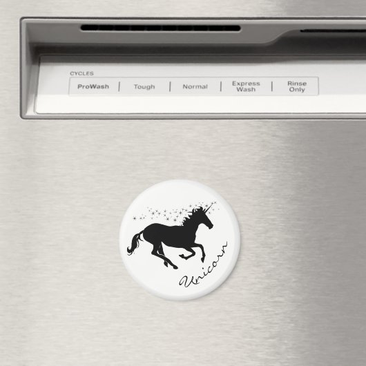 Magische Cute Unicorn Black en White Magnet (Insitu (Vaatwasser))