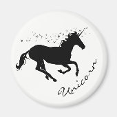 Magische Cute Unicorn Black en White Magnet (Voorkant)