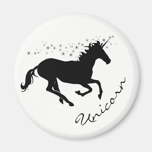 Magische Cute Unicorn Black en White Magnet (Voorkant)
