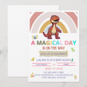 Magische Dag Dinosaurus en Verjaardag Uitnodiging (Voorkant / Achterkant)