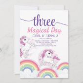 Magische Dag Eenhoorn 3e Verjaardagsfeest Kaart (Voorkant)