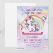 Magische Dag Eenhoorn en Regenbogen eerste Verjaar Kaart (Voorkant / Achterkant)