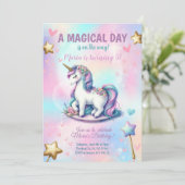 Magische dag Eenhoorn Meisje Kids Verjaardagsfeest Kaart (Staand voorkant)