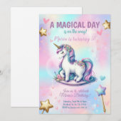 Magische dag Eenhoorn Meisje Kids Verjaardagsfeest Kaart (Voorkant / Achterkant)
