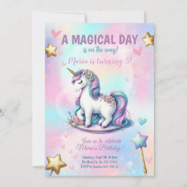 Magische dag Eenhoorn Meisje Kids Verjaardagsfeest Kaart