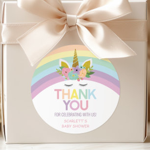 Magische Dag Eenhoorn Regenbogen Baby Shower Favor Ronde Sticker