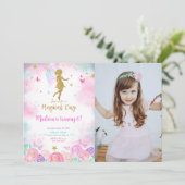 Magische Dag, Fairy Verjaardagsfeestfoto Kaart (Staand voorkant)
