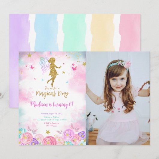 Magische Dag, Fairy Verjaardagsfeestfoto Kaart (Voorkant / Achterkant)