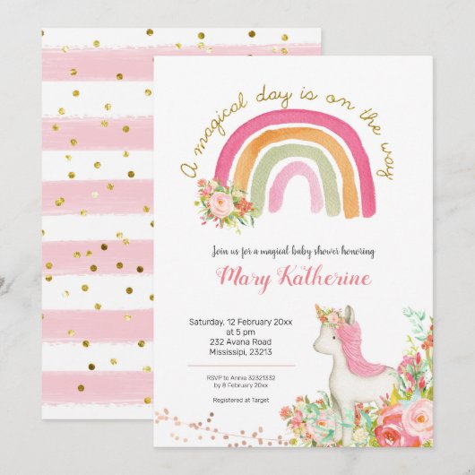 Magische Dag is onderweg Baby shower-uitnodiging Kaart (Voorkant / Achterkant)