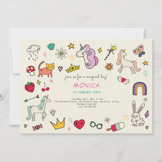 Magische dag katten konijnen eenhoorns kinderen ve kaart (Voorkant)