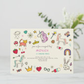 Magische dag katten konijnen eenhoorns kinderen ve kaart (Staand voorkant)