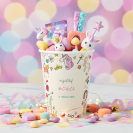 Magische dag katten konijnen eenhoorns kinderen ve papieren bekers