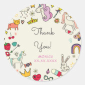 Magische dag katten konijnen eenhoorns kinderen ve ronde sticker (Voorkant)