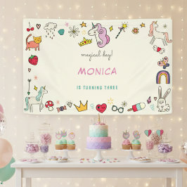 Magische dag katten konijnen eenhoorns kinderen ve spandoek