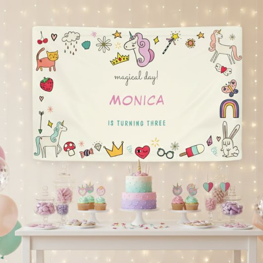 Magische dag katten konijnen eenhoorns kinderen ve spandoek