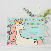 Magische dag schattige cartoon eenhoorn kids birth kaart (Staand voorkant)