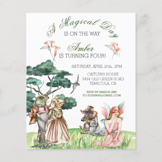 Magische Dag Thumbelina Sprookje Uitnodiging (Voorkant)