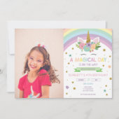 Magische Dag Unicorn en Rainbows Birthday Party Kaart (Voorkant)
