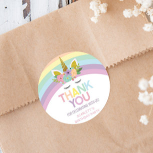 Magische Dag Unicorn Rainbows Birthday Party Favor Ronde Sticker